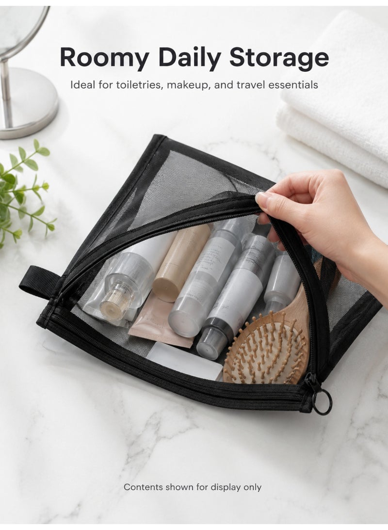 Transparent Toiletry Bag Cosmetic Organizer Pouch Travel Makeup Storage Bag Black,Size M - Image 3
