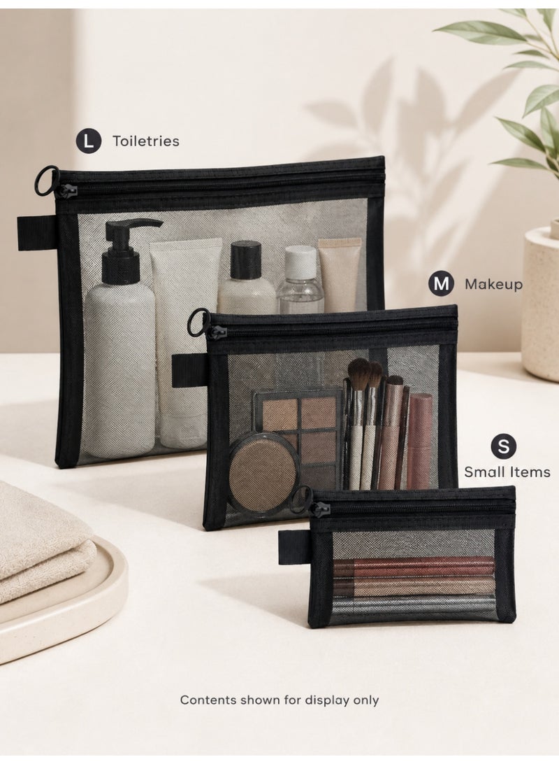 Transparent Toiletry Bag Cosmetic Organizer Pouch Travel Makeup Storage Bag Black,Size M - Image 5