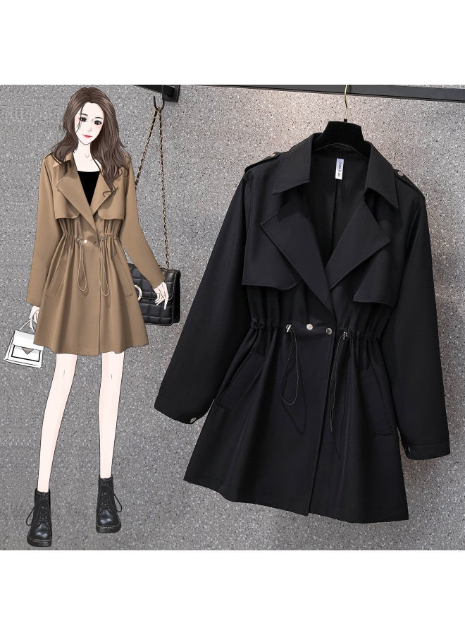 In Stock Plus Size Women's Clothing Manufacturers Autumn Postage Feeling Long Waist Loose Slim Windbreaker Suit Jacket 