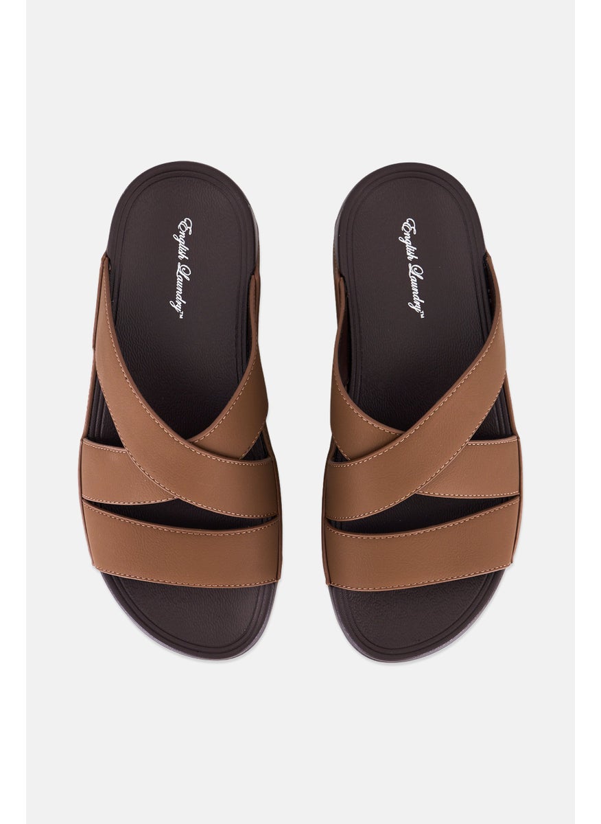 English Laundry Men Slip On Crisscross Arabic Sandals, Brown  - Image 2