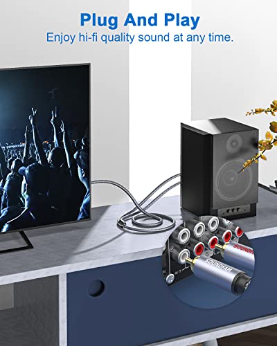 SOUNDFAM RCA Splitter 10ft/3M, RCA Y Splitter 1 Male to 2 Male Subwoofer Digital Stereo Audio Cable Bi-Directional Transmission Double Shielding for Subwoofer,Home Theater,AV Receiver,Amplifier-Grey - Image 3