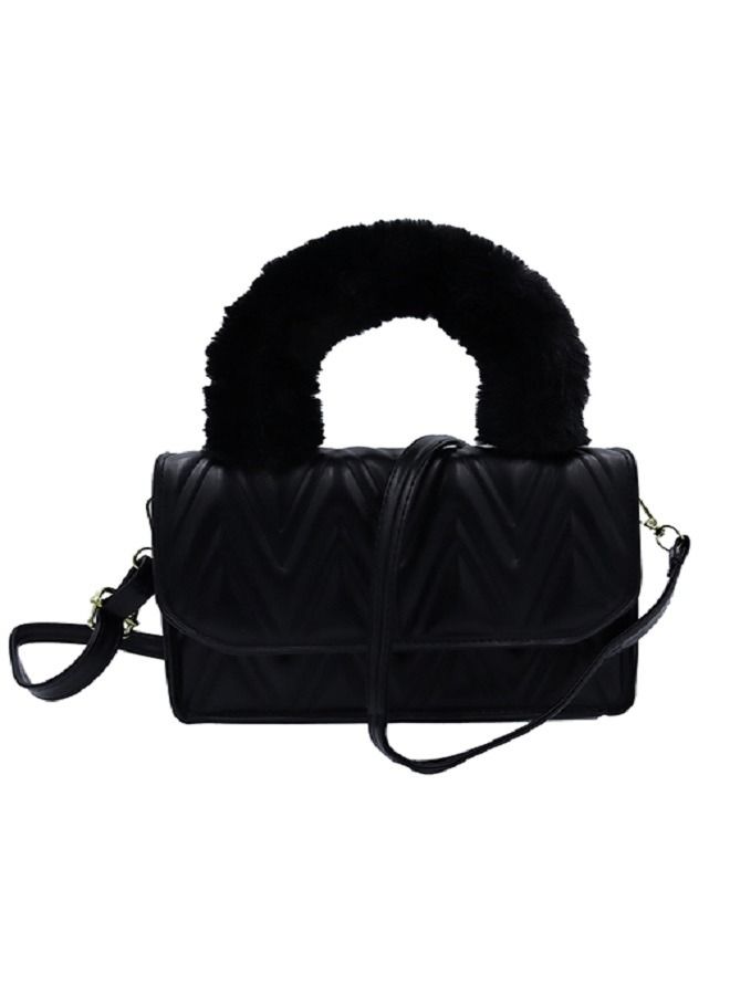 Stylist Hand Bag With Fur Handle