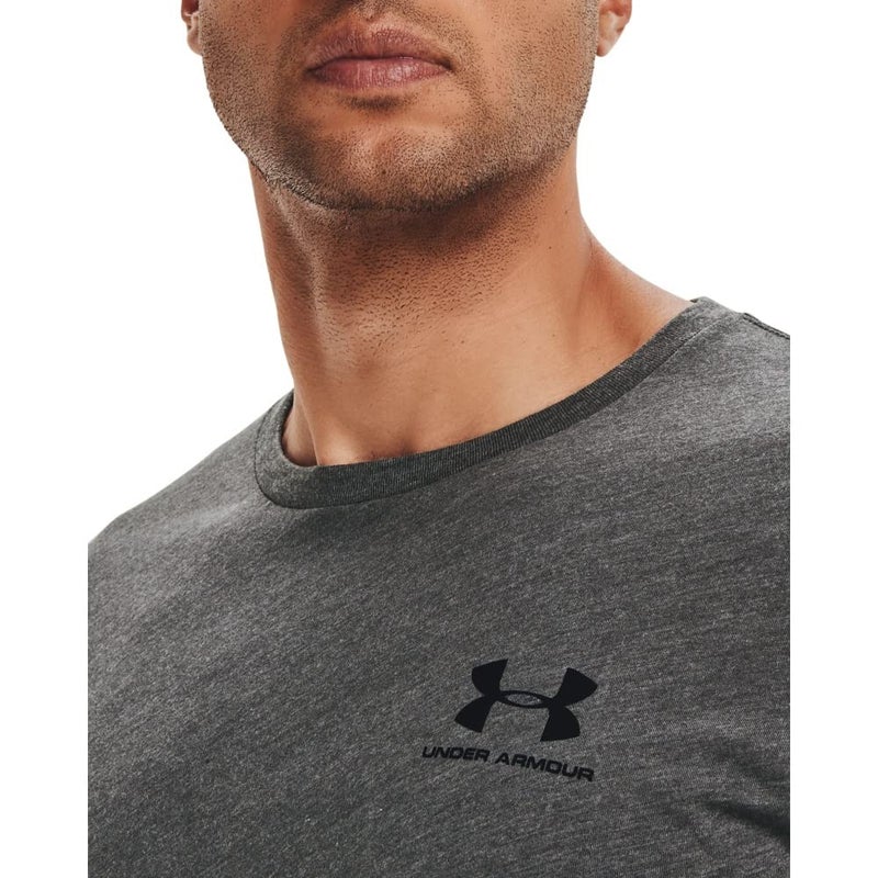 UNDER ARMOUR قميص قصير الأكمام للرجال من أندر أرمور UA Sportstyle مع شعار على الصدر - XXXX-كبير رمادي - Image 3