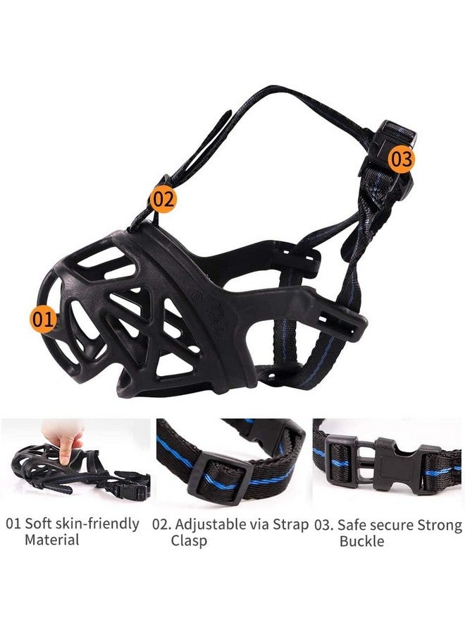 Sage Square Dog Muzzle,Soft Basket Silicone Muzzles For Dog, Best To Prevent Biting, Chewing And Barking, Allows Drinking And Panting (Small) - Image 2