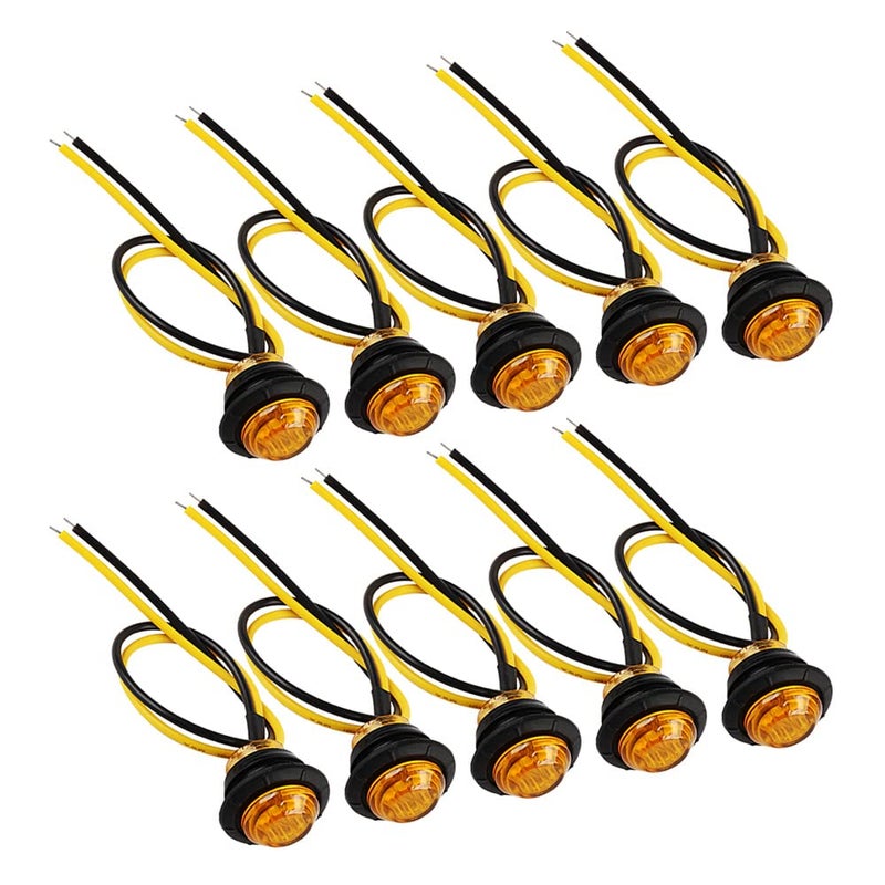 DriSentri 10 PCS 34 LED Trailer Marker Clearance Lights 24V Round Clearance LED Front Rear Side Indicator Bullet Marker Light for Truck RV Car Bus Trailer Caravan Boat Yellow