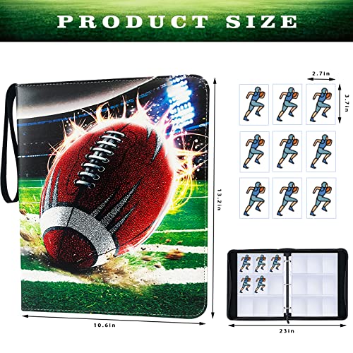Rmannke 900 Pockets Football Cards Binder,Trading Cards Holder Card Collectors Album,Trading Card Binder 9 Pocket with 50 Removable Sleeves for Football Card and Sports Card - Image 2