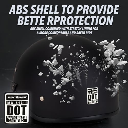 Cartman Motorcycle Open Face Helmet with Sun Visor Quick Release Buckle, Matte Black, DOT Approved, Small - Image 3