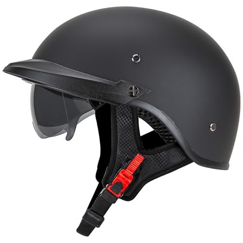 Cartman Motorcycle Open Face Helmet with Sun Visor Quick Release Buckle, Matte Black, DOT Approved, Small - Image 5