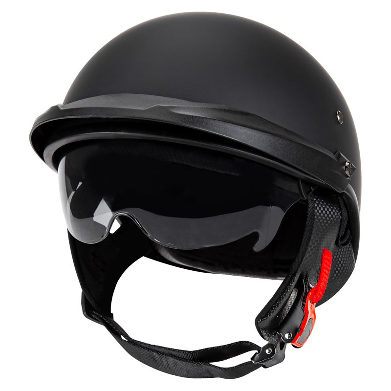 Cartman Motorcycle Open Face Helmet with Sun Visor Quick Release Buckle, Matte Black, DOT Approved, Small - Image 2