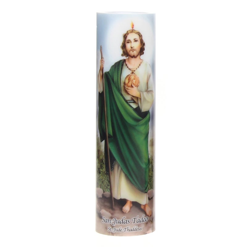 Stonebriar St Jude Flameless LED Devotional Prayer Candle with Automatic Timer