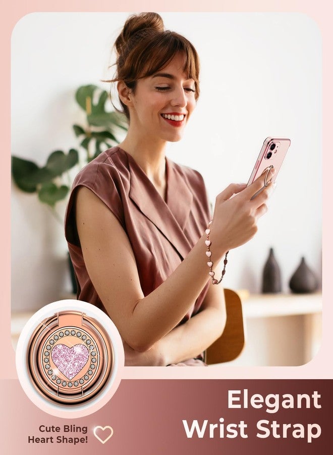 XYZ جراب XYZ لهاتف iPhone 12 مع حامل، جراب هاتف مزود بحامل مزدوج الحلقات للنساء والفتيات، جراب فاخر لحماية الهاتف على شكل قلب باللون الوردي لهاتف iPhone 12 - Image 3