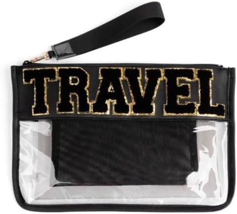 MIAMICA 3Piece Luggage Travel Zippered Organizer Black Gold Cosmetic Pouch Organizers with Durable TRAVEL Design M32247 - Image 1