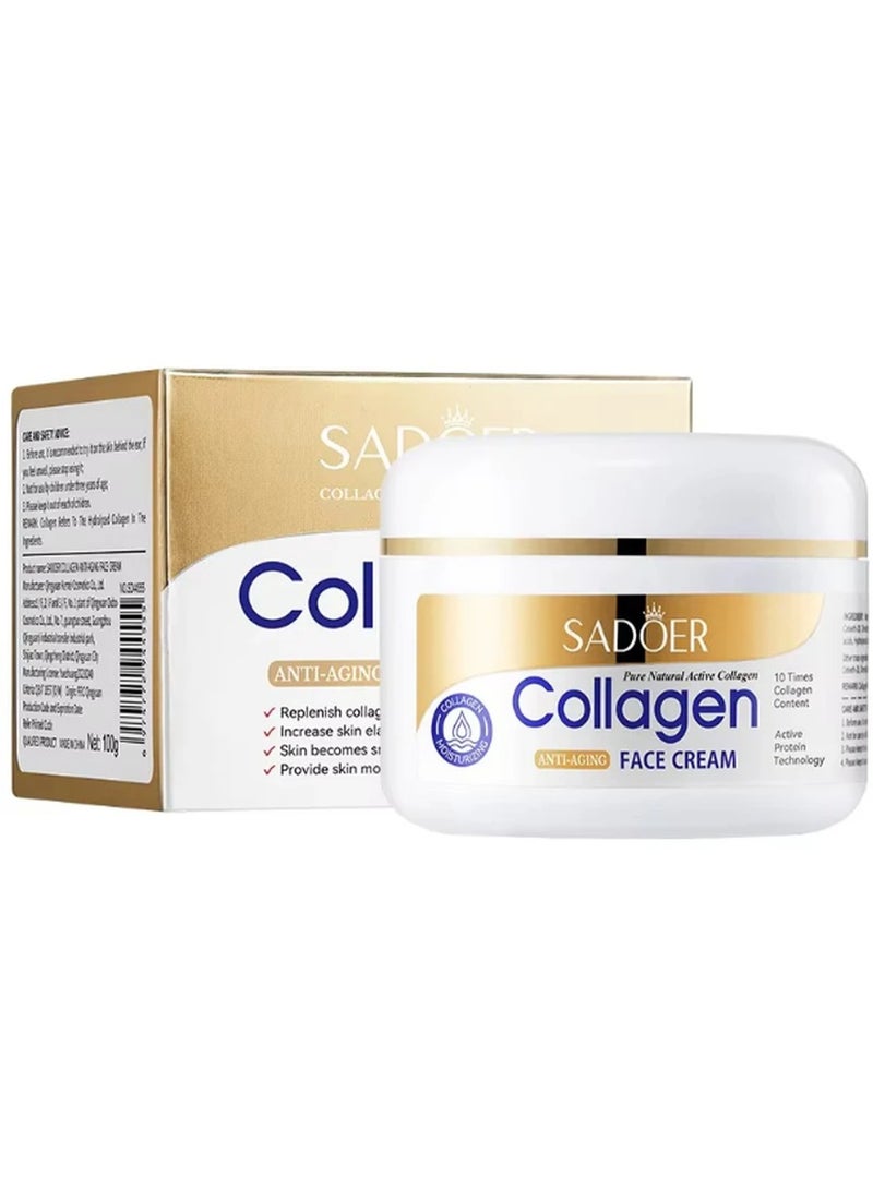 SADOER Anti-Wrinkle Collagen Cream, Moisturizing Nourishing Whitening Anti-Wrinkle Cream, Fast Absorbing Anti-Aging 100g - Image 5
