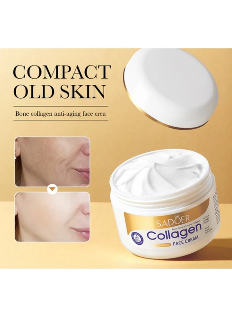 SADOER Anti-Wrinkle Collagen Cream, Moisturizing Nourishing Whitening Anti-Wrinkle Cream, Fast Absorbing Anti-Aging 100g - Image 1