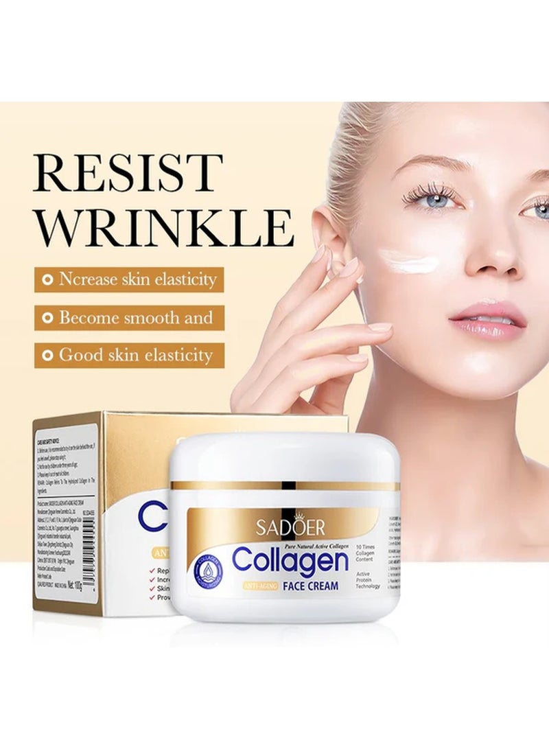 SADOER Anti-Wrinkle Collagen Cream, Moisturizing Nourishing Whitening Anti-Wrinkle Cream, Fast Absorbing Anti-Aging 100g - Image 3