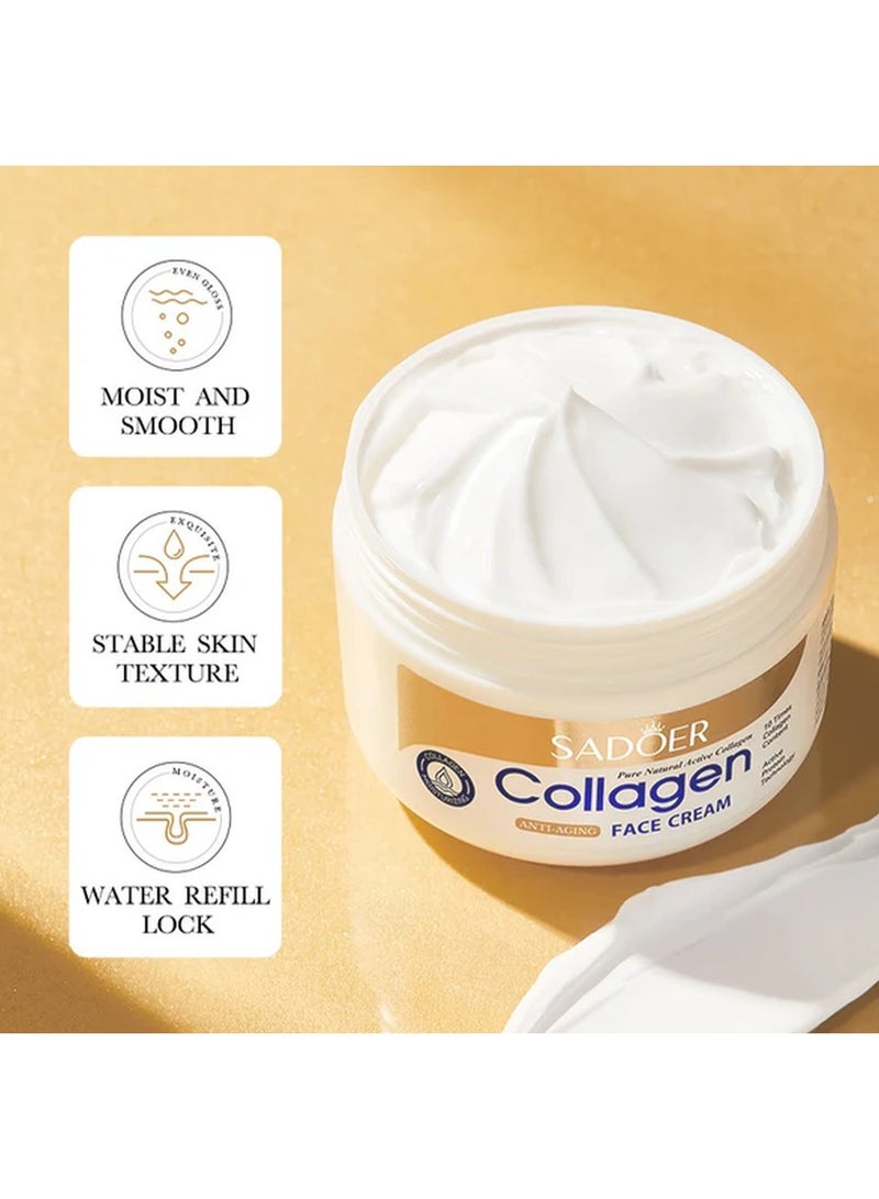 SADOER Anti-Wrinkle Collagen Cream, Moisturizing Nourishing Whitening Anti-Wrinkle Cream, Fast Absorbing Anti-Aging 100g - Image 2