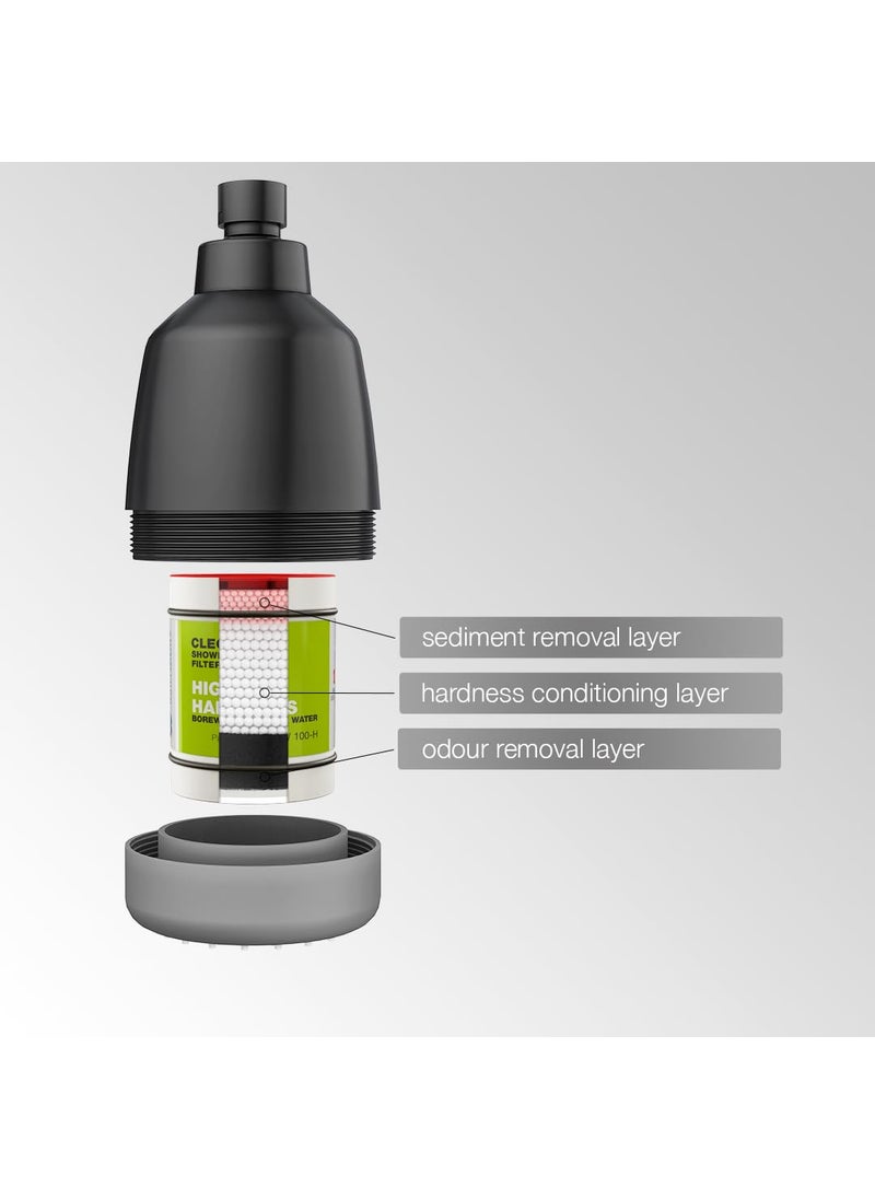 WaterScience WaterScience CLEO Shower Filter for Bathroom Hard Water Softener for Shower Water Softener for Home Matte Black Finish CLEOSFS423  - Image 2