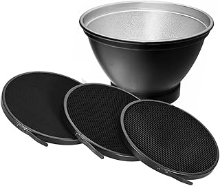 ANDOER Andoer 210mm Elinchrom Mount Reflector Diffuser Shade Lamp Shade with 10Ã‚Â° 30Ã‚Â° 50Ã‚Â° Honeycomb Grids for - Image 1