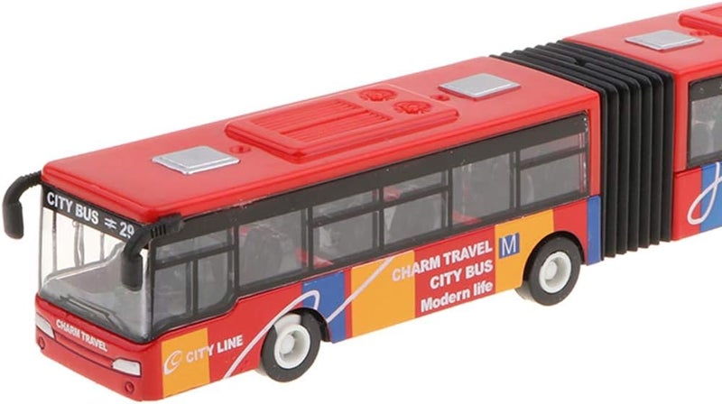 klarako Pull Back Articulated Bus, City Bus Pullback Vehicles, Party Favors for Toddlers Boys and Girls 3 Year and Up, Red, 18 x 3 x 3cm - Image 2
