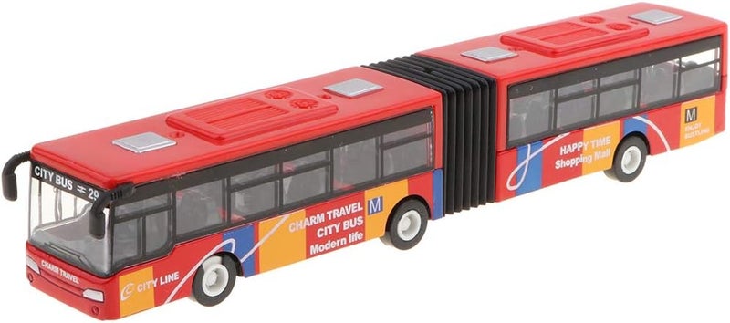 klarako Pull Back Articulated Bus, City Bus Pullback Vehicles, Party Favors for Toddlers Boys and Girls 3 Year and Up, Red, 18 x 3 x 3cm - Image 3