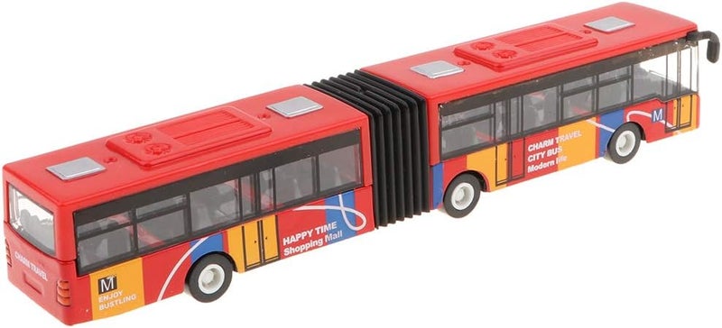 klarako Pull Back Articulated Bus, City Bus Pullback Vehicles, Party Favors for Toddlers Boys and Girls 3 Year and Up, Red, 18 x 3 x 3cm - Image 1
