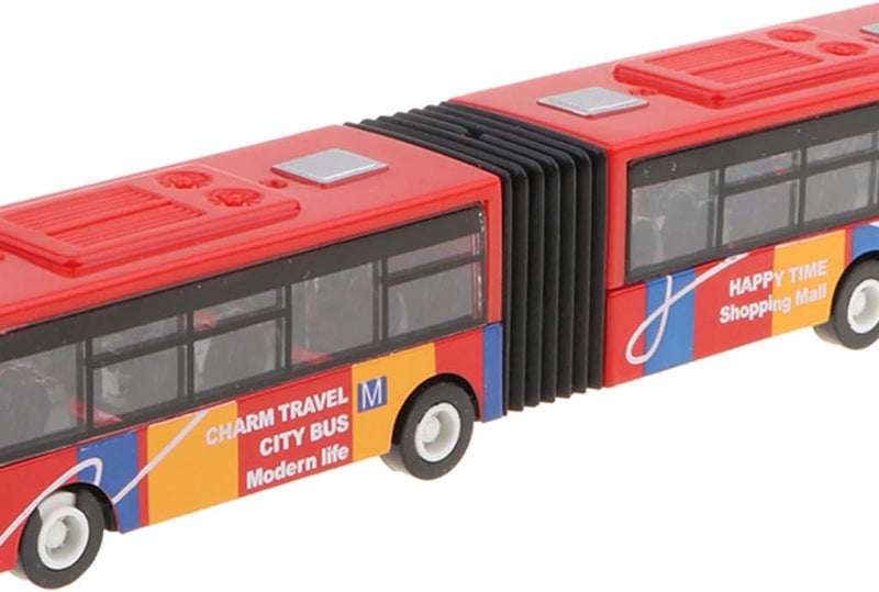 klarako Pull Back Articulated Bus, City Bus Pullback Vehicles, Party Favors for Toddlers Boys and Girls 3 Year and Up, Red, 18 x 3 x 3cm - Image 4