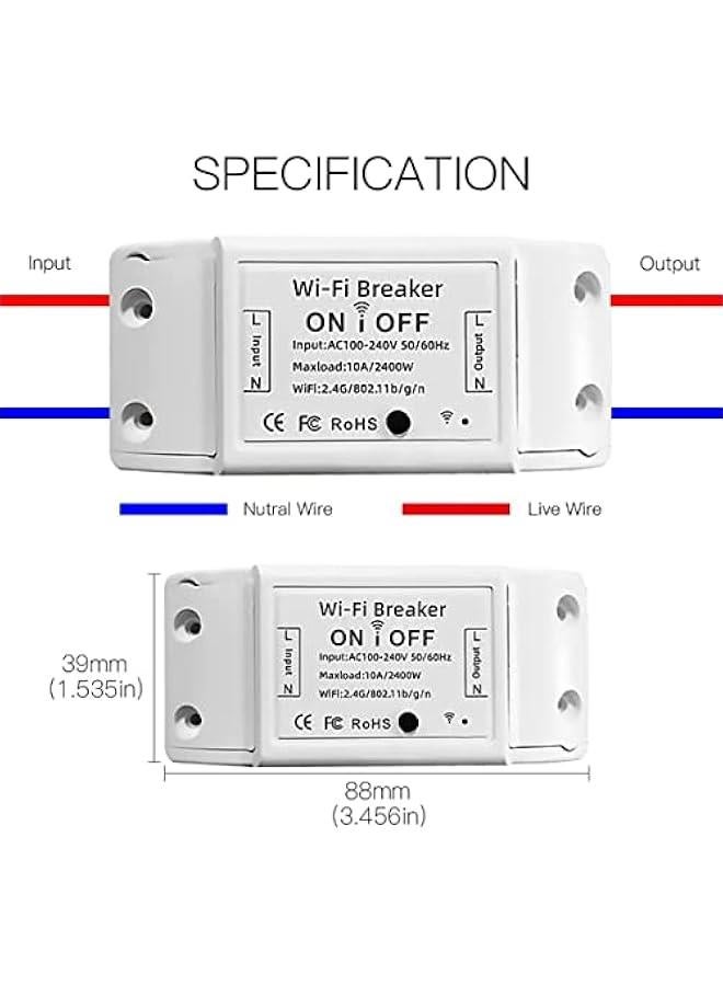 BWSJ Smart WiFi  Wireless Socket atible with Alexa Home Smart Life APP Iph  Remote Control Relay  DIY Module for Home Hotel Office Voice Control Timer Function 4 ) - Image 2