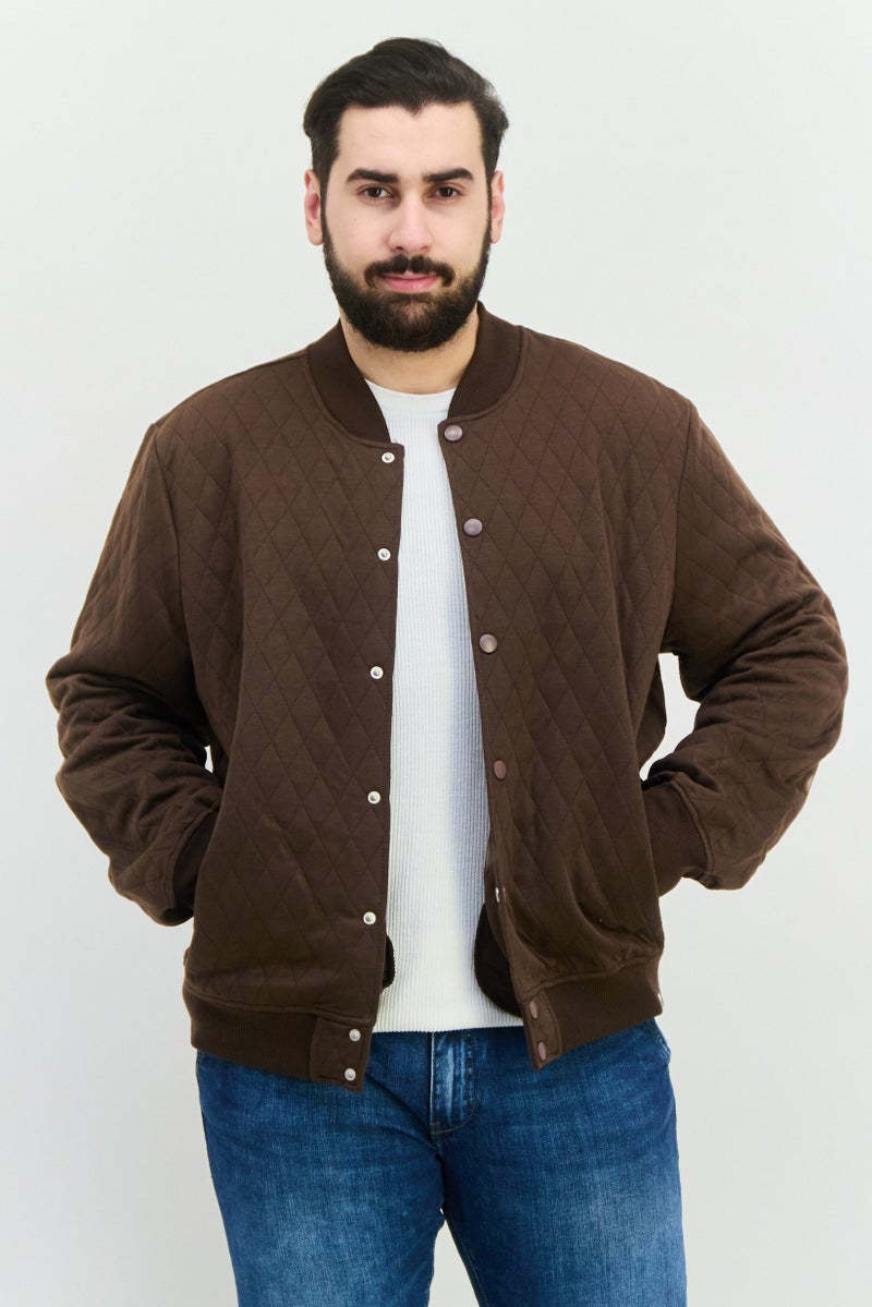 Sovereign Code سويت شيرت رجالي بأكمام طويلة وياقة عريضة، بني داكن - Image 1