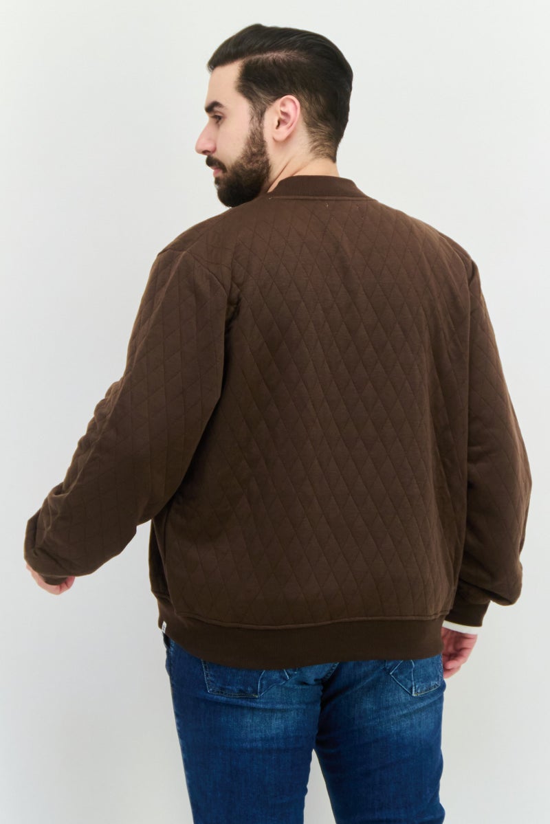 Sovereign Code سويت شيرت رجالي بأكمام طويلة وياقة عريضة، بني داكن - Image 3