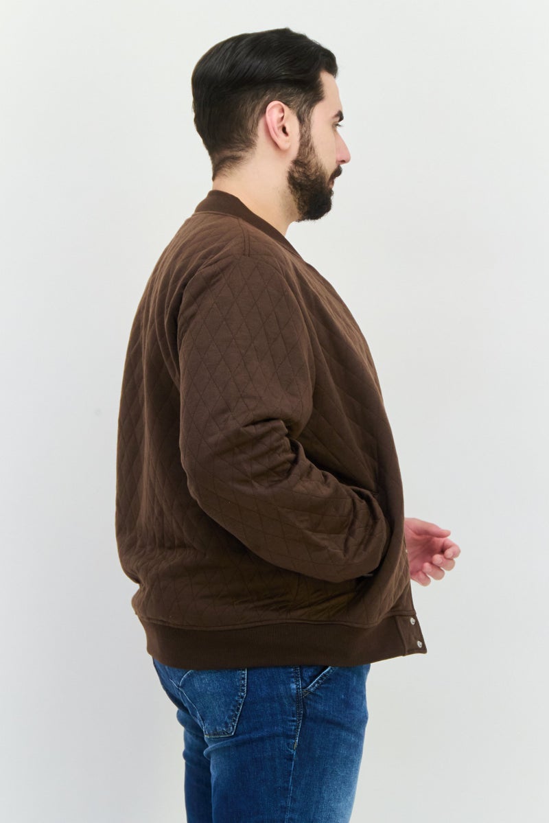 Sovereign Code سويت شيرت رجالي بأكمام طويلة وياقة عريضة، بني داكن - Image 2