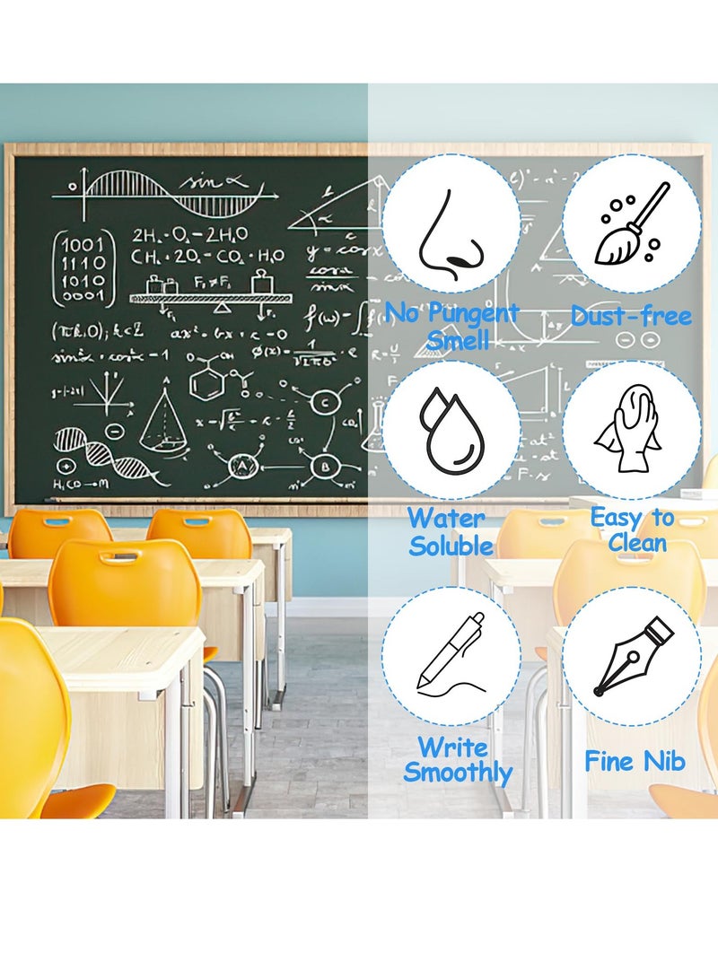 Generic Blackboard Dry Erase Markers 8 Pack White Chalk Pen Pens for Windows and Glass White Liquid Markers Erasable Chalk Markers with 3mm and 6mm Reversible Tips Wipeable Pen for Window Drawing  - Image 2