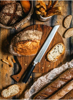 Samura Samura MO-V Bread Knife | 9 Inch Blade | G-10 Handle with Stainless Steel Bolster | Single-Layer Molybdenum-Vanadium Steel | Precision Cutting | Corrosion Resistant  - Image 2