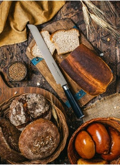 Samura Samura MO-V Bread Knife | 9 Inch Blade | G-10 Handle with Stainless Steel Bolster | Single-Layer Molybdenum-Vanadium Steel | Precision Cutting | Corrosion Resistant  - Image 3