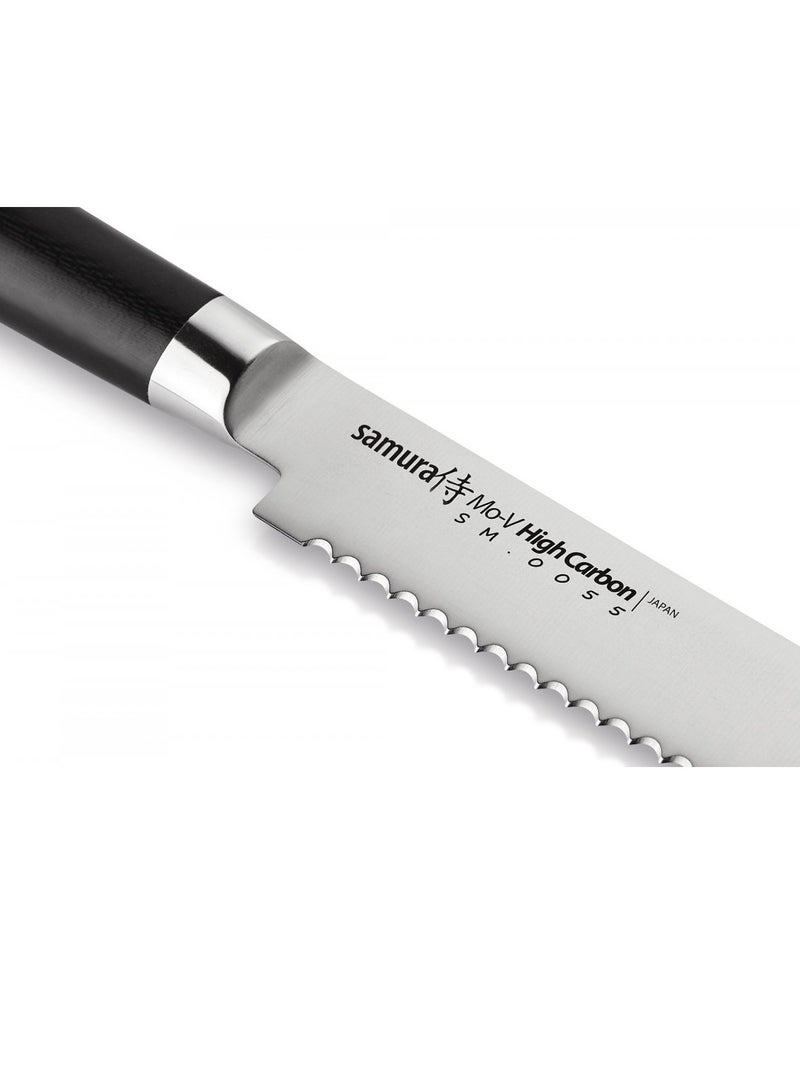 Samura Samura MO-V Bread Knife | 9 Inch Blade | G-10 Handle with Stainless Steel Bolster | Single-Layer Molybdenum-Vanadium Steel | Precision Cutting | Corrosion Resistant  - Image 4