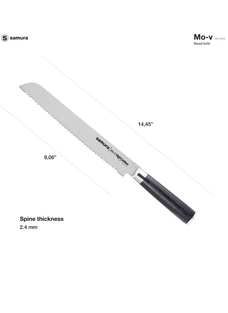 Samura MO-V Bread Knife | 9 Inch Blade | G-10 Handle with Stainless Steel Bolster | Single-Layer Molybdenum-Vanadium Steel | Precision Cutting | Corrosion Resistant - pzsku/Z3B0B2A7DECE6C94C4D3CZ/45/_/1719224908/f3434f5a-5ed4-4429-9b0f-11df916c9660