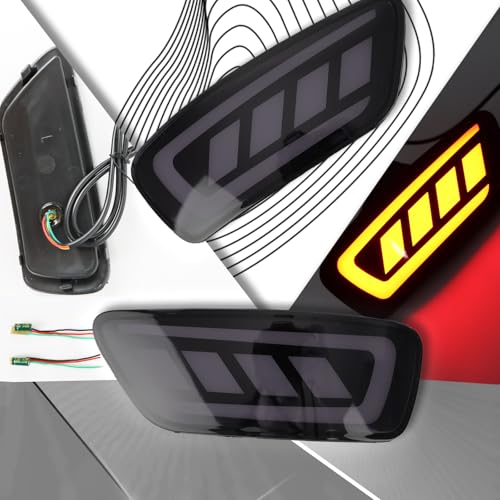 PGTOPONE Smoked LED Rear Bumper Reflectors Fog Brake Tail Light Sequential Turn Signal Lamps Compatible with Jeep Grand Cherokee 2012-2021 Compass 2011-2017 Dodge Journey 2011-2017 (SMOKED) - Image 3