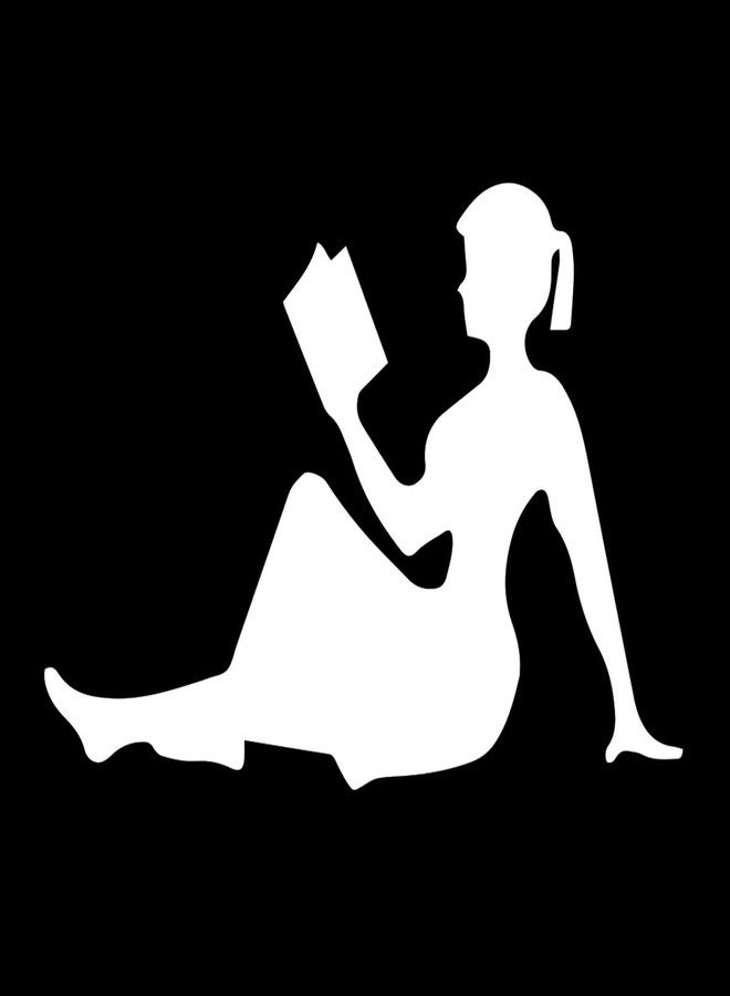 EvolveFISH Silhouette of Girl Reading Weatherproof Vinyl Decal - [White][5"] - Image 1