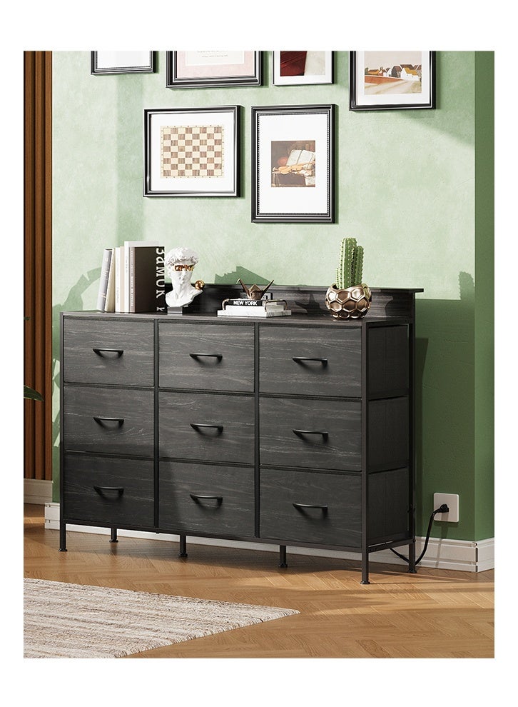 NKX Nine-drawer Storage Cabinet for inside Home Room Storage Cabinet 47" inch Black Color - Image 1