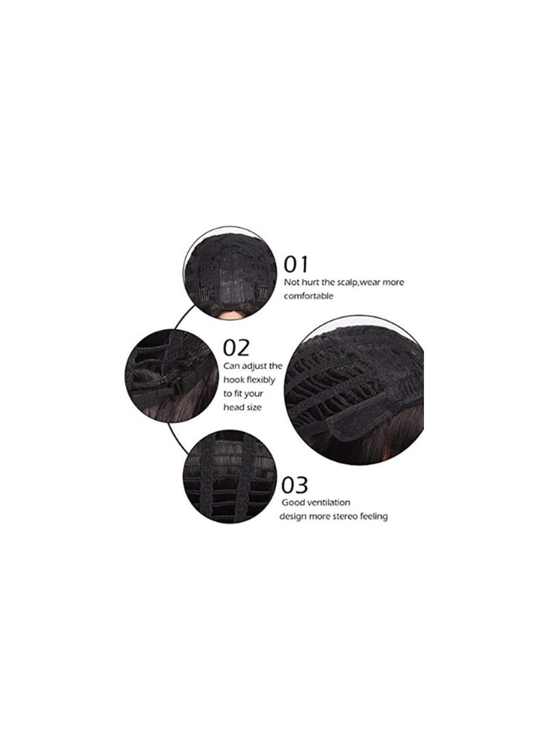 Estelle Hair Long Wavy Wig With Bangs High Synthetic Heat Resistant Wigs Curly Wavy Hair Wigs for Women Girls Beauty Fashion Natural Looking Curly HairDaily Party use Medium Black  - Image 4