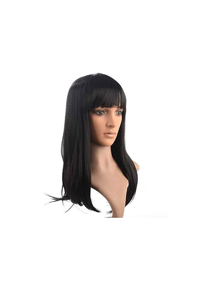 Estelle Hair Long Wavy Wig With Bangs High Synthetic Heat Resistant Wigs Curly Wavy Hair Wigs for Women Girls Beauty Fashion Natural Looking Curly HairDaily Party use Medium Black  - Image 2