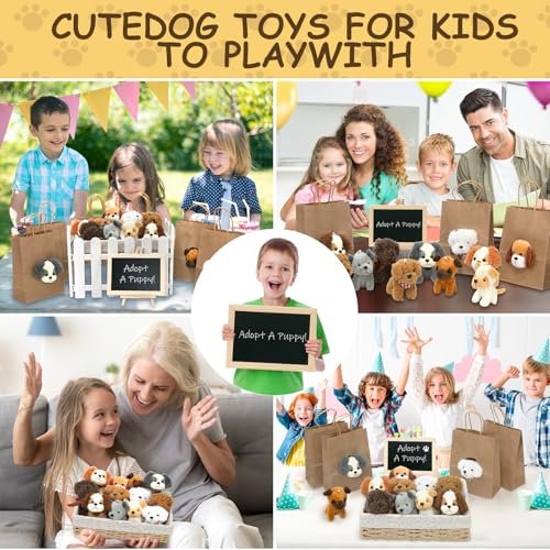 Tldcdte 37Pcs Adopt A Puppy Party Favors Set 12 Plush Puppy Toys with 12 Rattan BasketGift BagsFenceChalkboardDog Adoption Birthday Party SuppliesDog Themed Birthday Party Decorations - Image 5