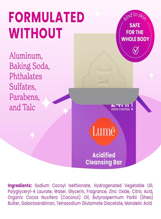 Lume Acidified Body Cleansing Bar - 24 Hour Odor Control - Removes Odor Better than Soap - Moisturizing Formula - Formulated Without SLS and Parabens - OB/GYN Developed - 5 ounce (Lavender Sage) - Image 4