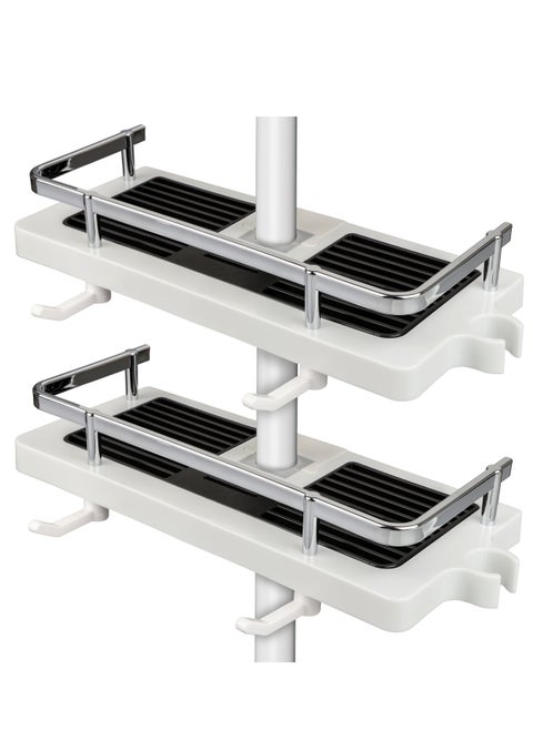 2 Pack Bathroom Shower Shelf - Shower Caddy/Tidy No Drilling Shower Holders Storage for Soap Shampoo - Shower Rack Hanging with Buckle Shower Head Hook Suit 21mm -25mm Shower Rail