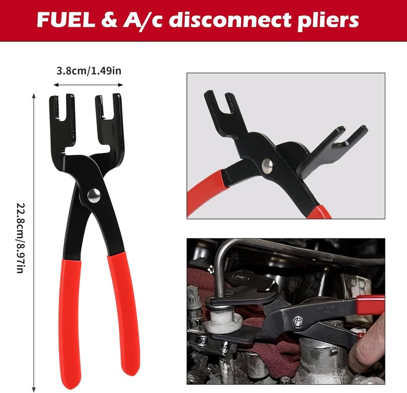 TOOLEAGUE 9Pcs Fuel Line Disconnect Pliers Set,9" Fuel Filter Caliper, Removal/CV Joint Boot Clamp/Flat Hose Clamp/30 Degree Disconnect Pliers Set for Auto Maintenance with Storage Case - Image 5