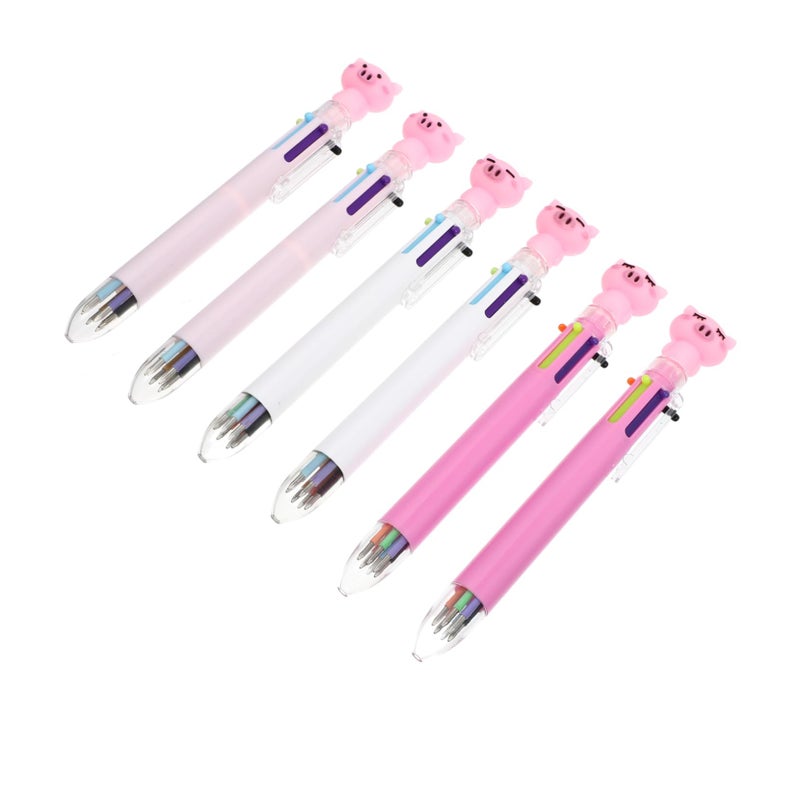 6 Pack Cute Cartoon Ballpoint Pens Colorful Ergonomic Design For School Supplies And Writing - Image 2