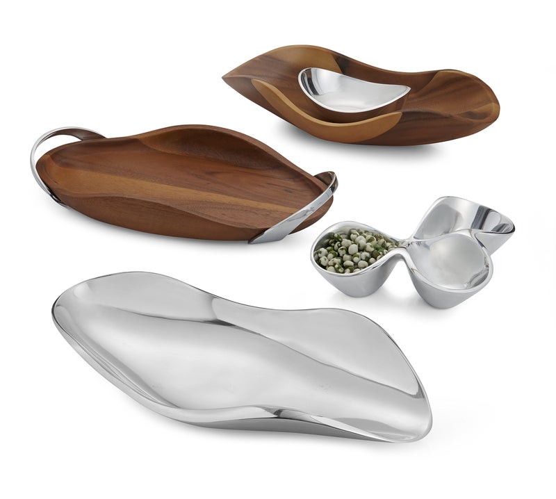 Nambe NambÃ© Bella Wood Handled Tray - 18-Inch Acacia Wood Serving Tray with Smooth Curves & Sculptural Grain - Decorative Tabletop Server for Dining, Entertaining & Kitchen Home DÃ©cor - Image 3