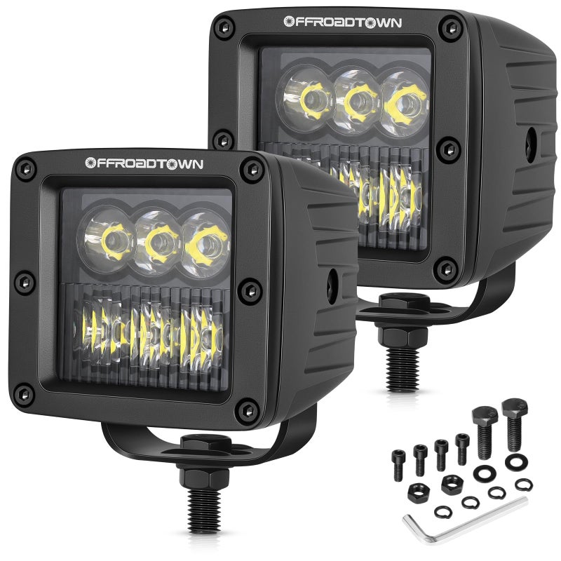 OFFROADTOWN LED Cubes, OFFROADTOWN 3inch 120W CREE LED Pods Driving Lights Cubes Ditch Light Off Road Lights Reverse Light for Truck Pickup UTV ATV SUV Boat 4x4 Car - Combo - Image 1