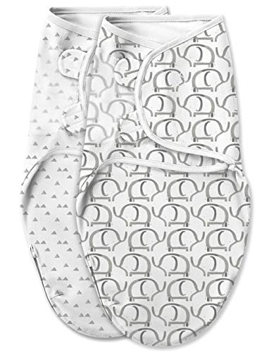 SwaddleMe Luxe Easy Change Swaddle, Ellie Elephant/Triangle Grey, Small/Medium (0-3 Months) - Image 1