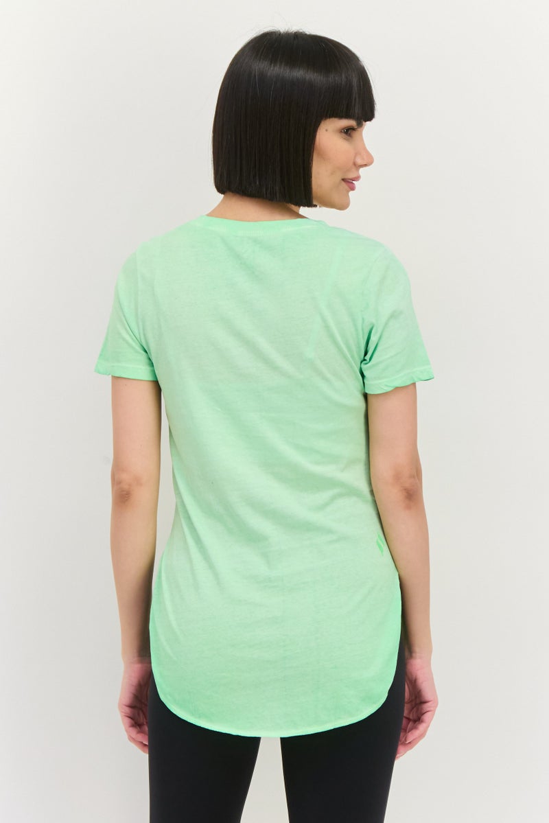 SKECHERS Women Sportswear Fit Short Sleeve Training T-Shirts, Lime Green  - Image 3