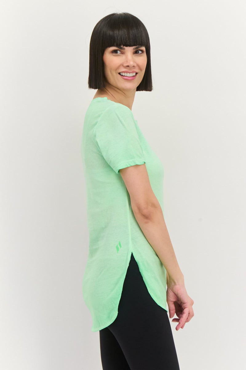 SKECHERS Women Sportswear Fit Short Sleeve Training T-Shirts, Lime Green  - Image 2